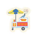 Hot Dog Cart & Pigeon Sticker